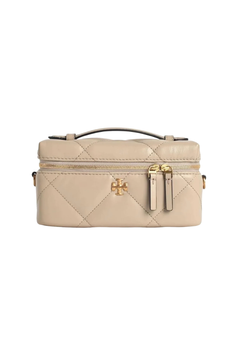 Tory Burch Kira Diamond Quilt East-West Vanity Case Light Stone 176449-250