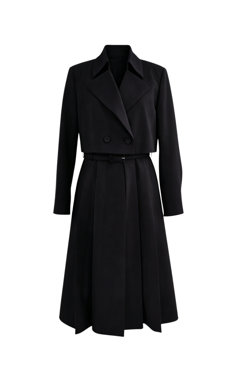 Max Simple 2-in-1 Convertible Trench Set Black MSAL260335B