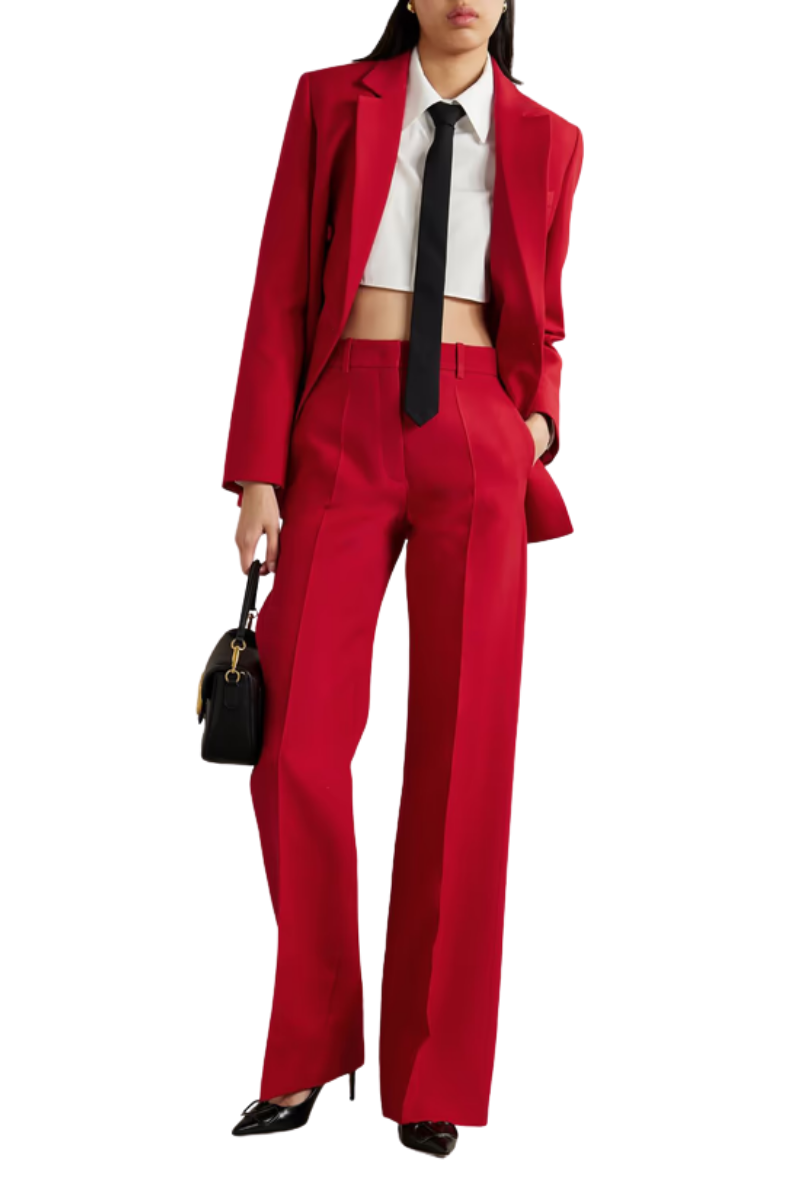 Valentino Garavani Wool And Silk-Blend Crepe Straight-Leg Pants Rosso 3B0RB5201CF_157