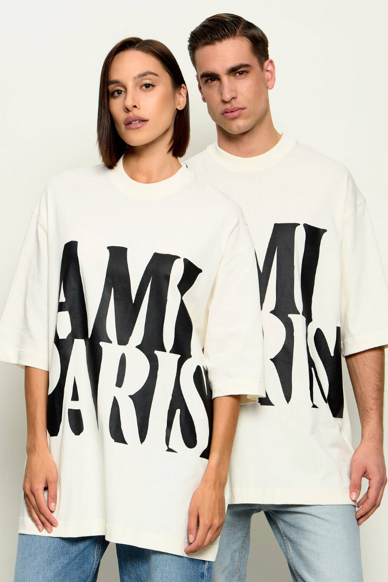 Ami Paris Oversize Logo T-Shirt In White