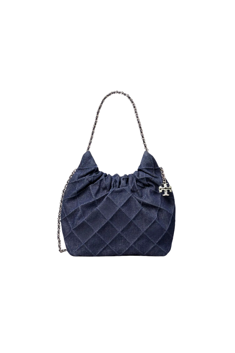 Tory Burch Fleming Denim Mini Hobo Bag Blue 178776-401