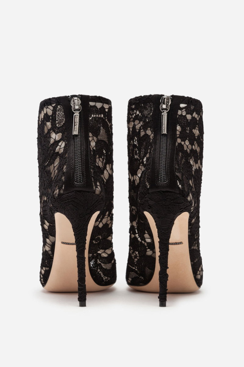 Dolce & Gabbana Black Lace and Mesh Ankle Boots