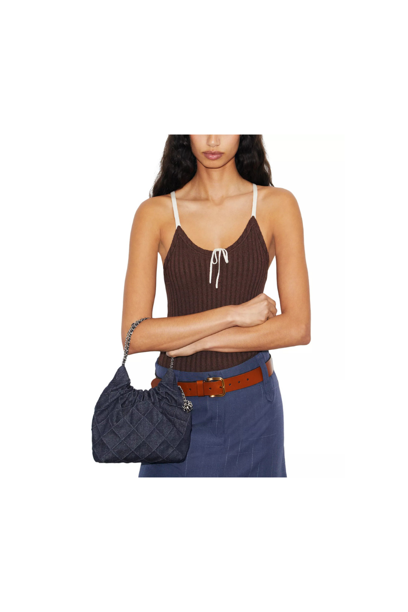 Tory Burch Fleming Denim Mini Hobo Bag Blue 178776-401