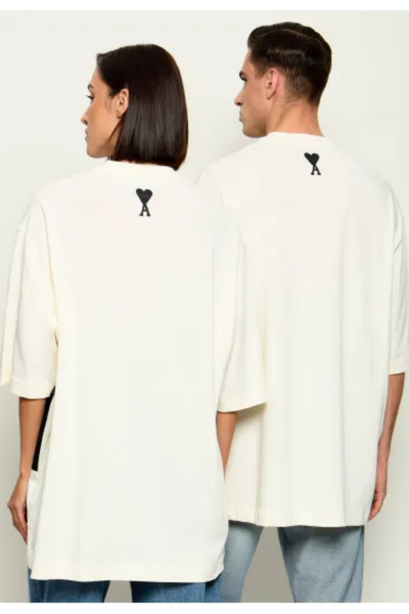 Ami Paris Oversize Logo T-Shirt In White