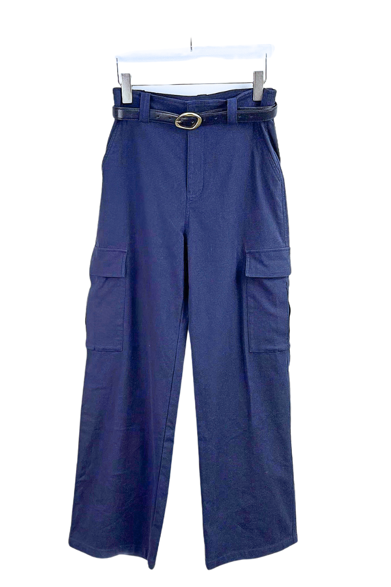 Max Simple Casual Cargo Pants Navy