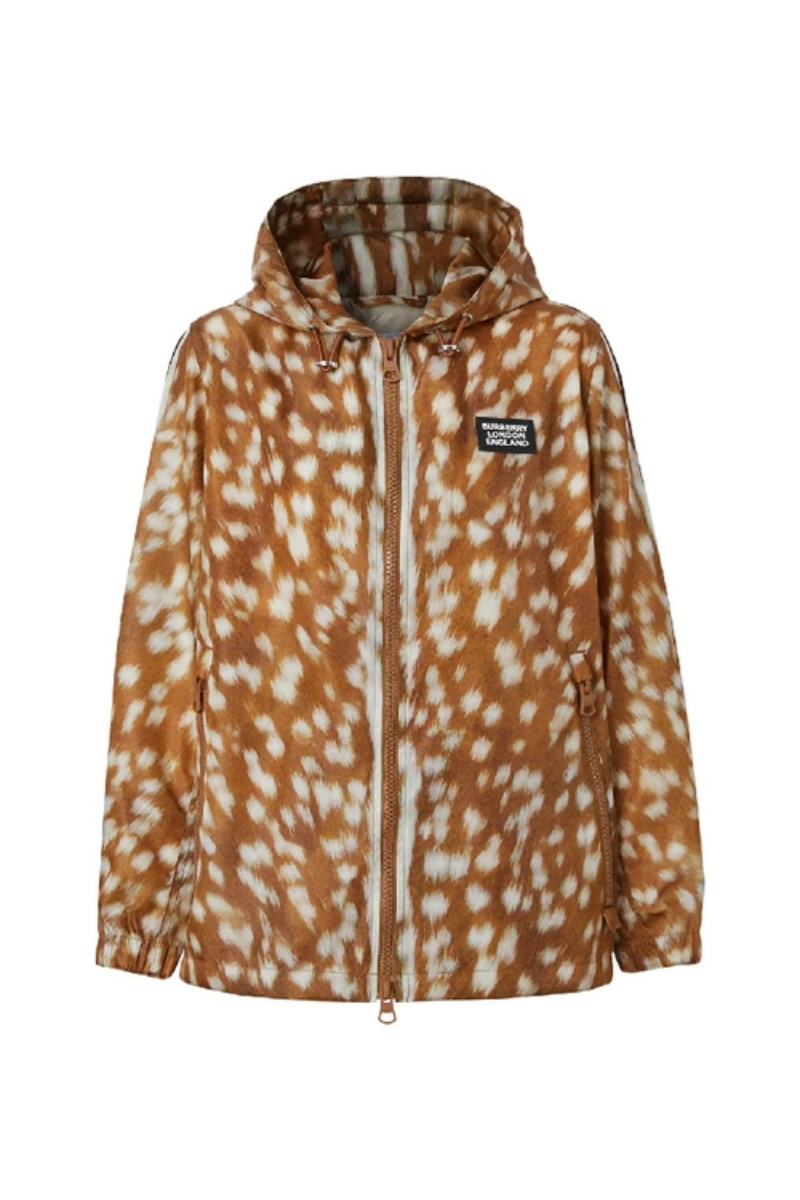 Burberry Women's Everton Deer Print Hooded Nylon Jacket