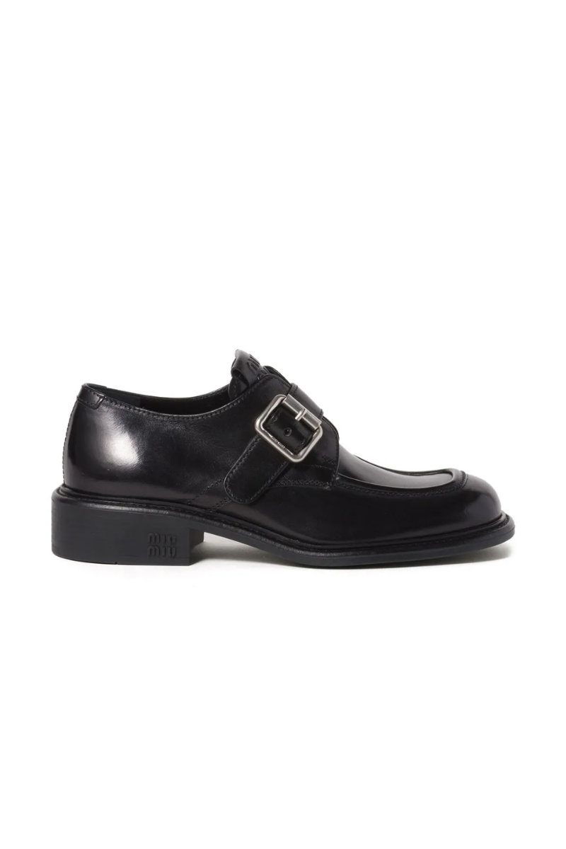 Miu Miu Black Buckled Loafers