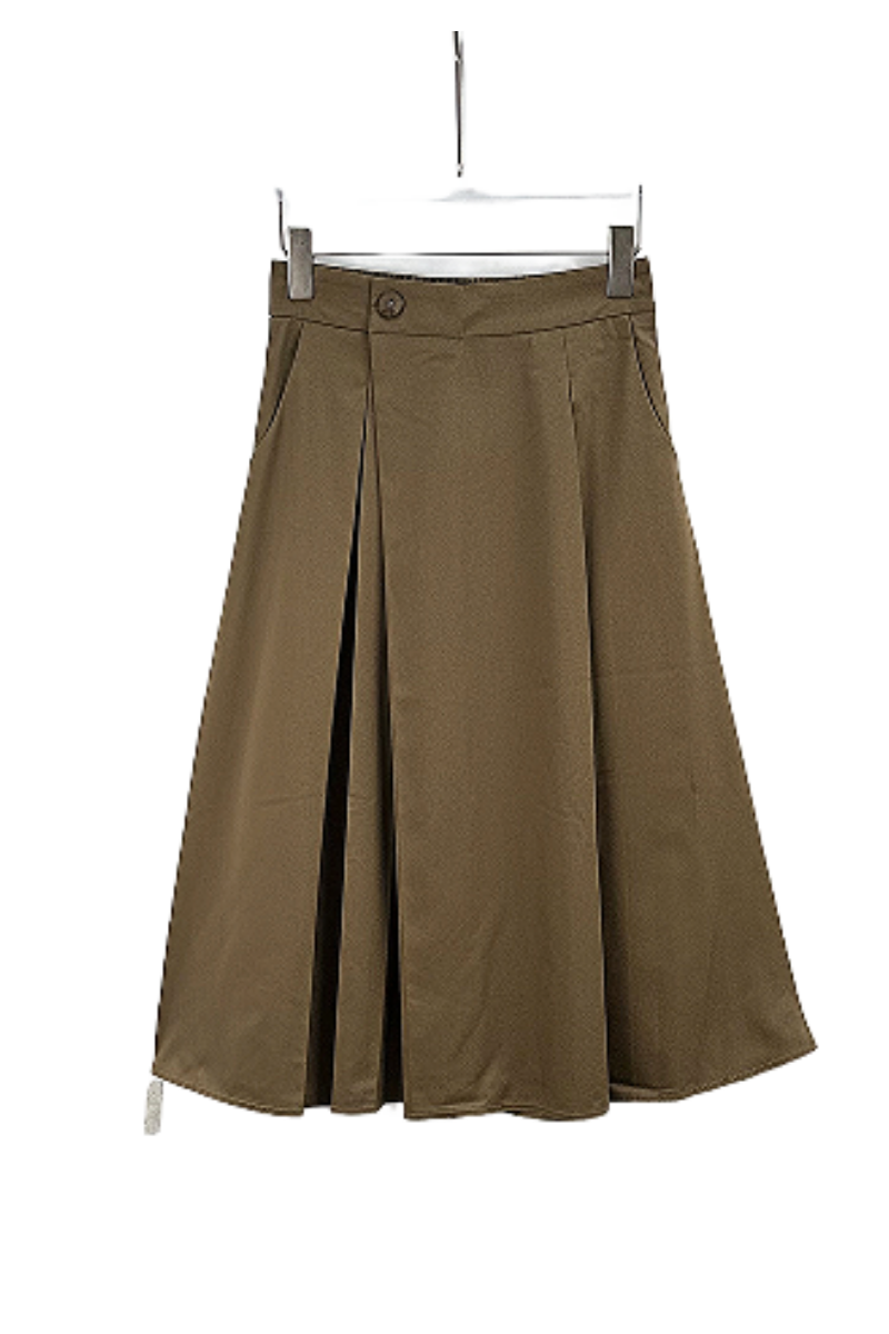 Max Simple Casual Midi Skirt Khaki