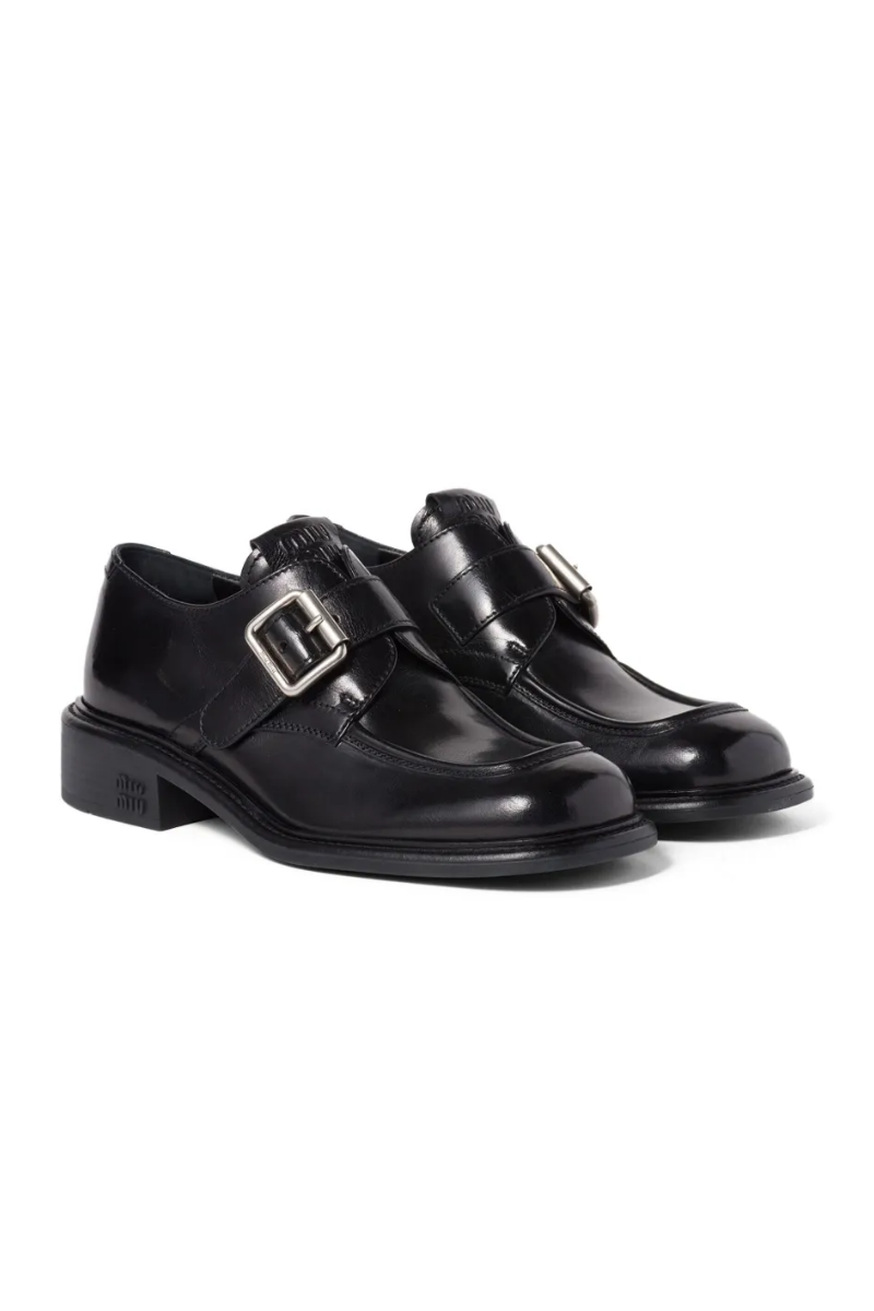 Miu Miu Black Buckled Loafers