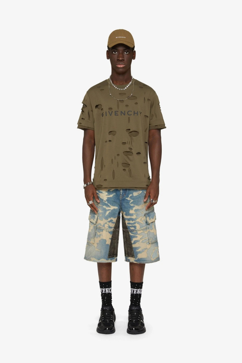 Givenchy Multicutted Curved Shorts W Moleskine_Medium Blue