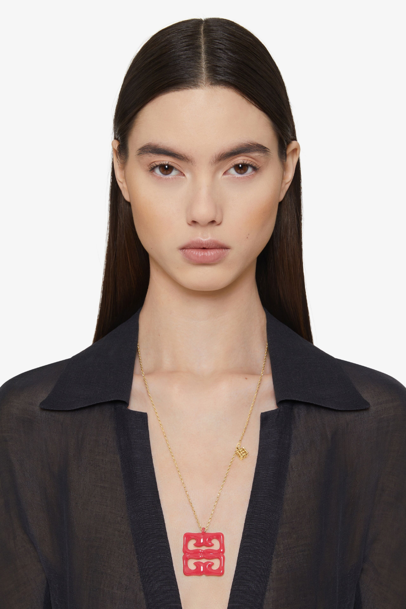 Givenchy 4G Liquid Golden Color Pendant Necklace_Coral