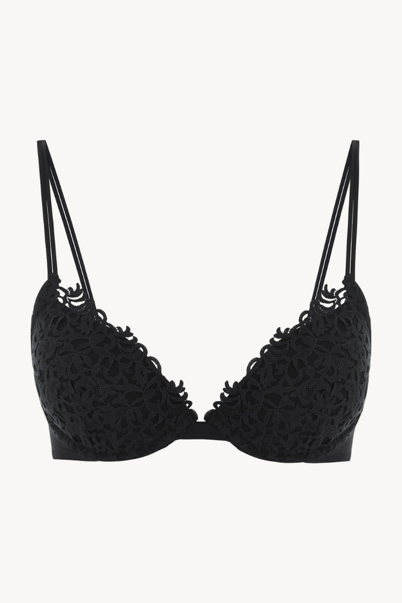 La Perla Black push-up bra with macramé