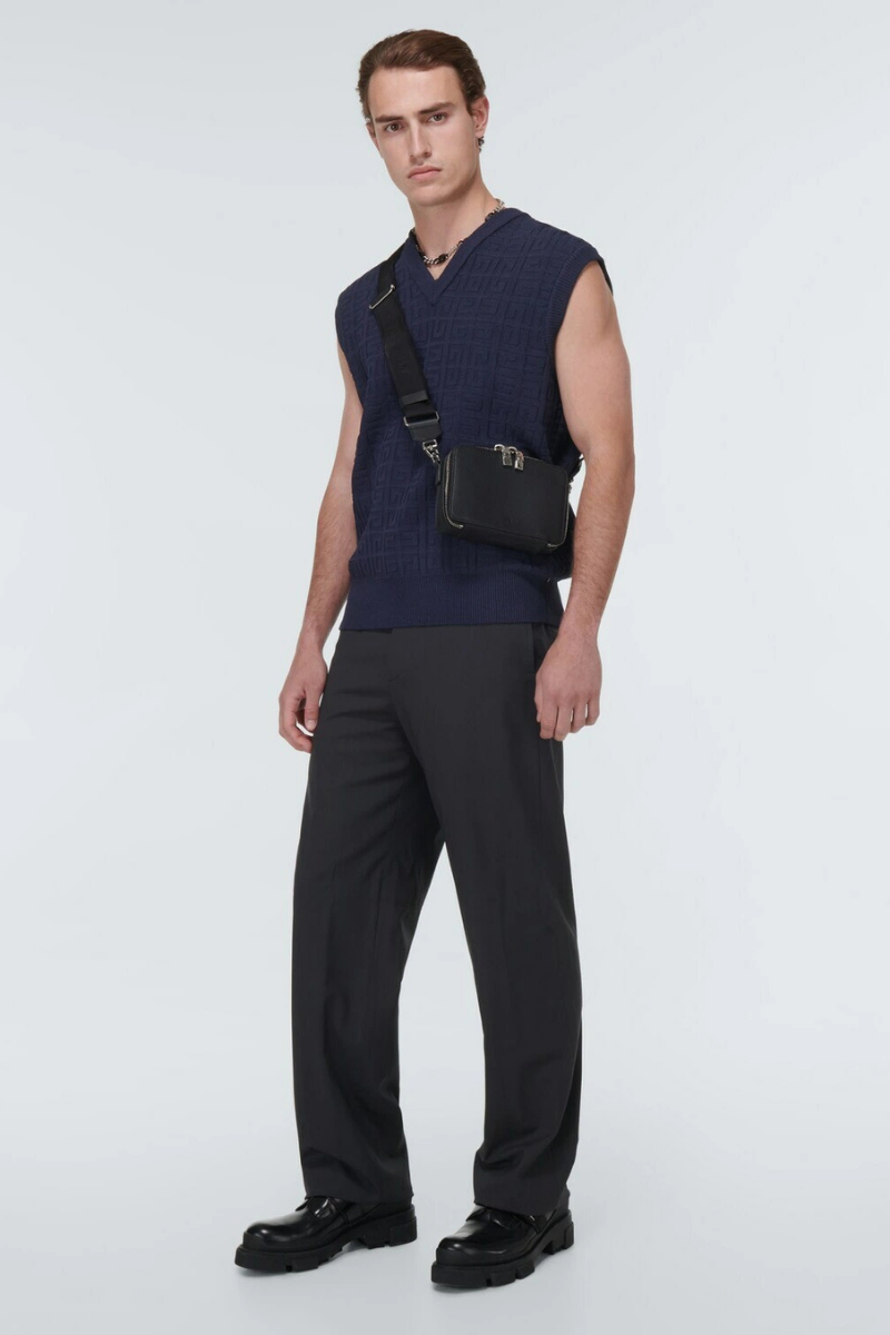 Givenchy Crop V Neck Vest-Medium Grey