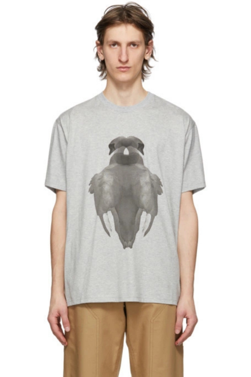 Burberry Men's Grey Double Swan T-Shirt