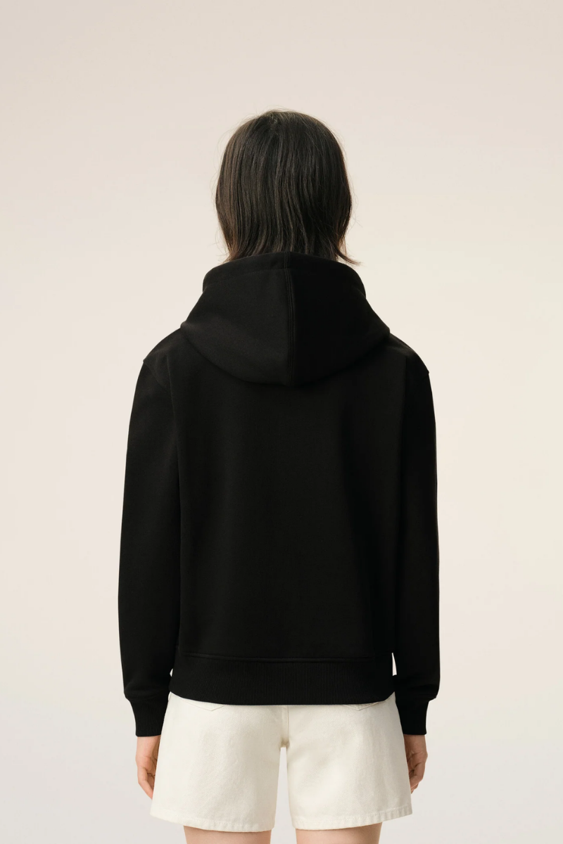 Ami Paris Cotton Red Ami De Coeur Zipped Hoodie-Black