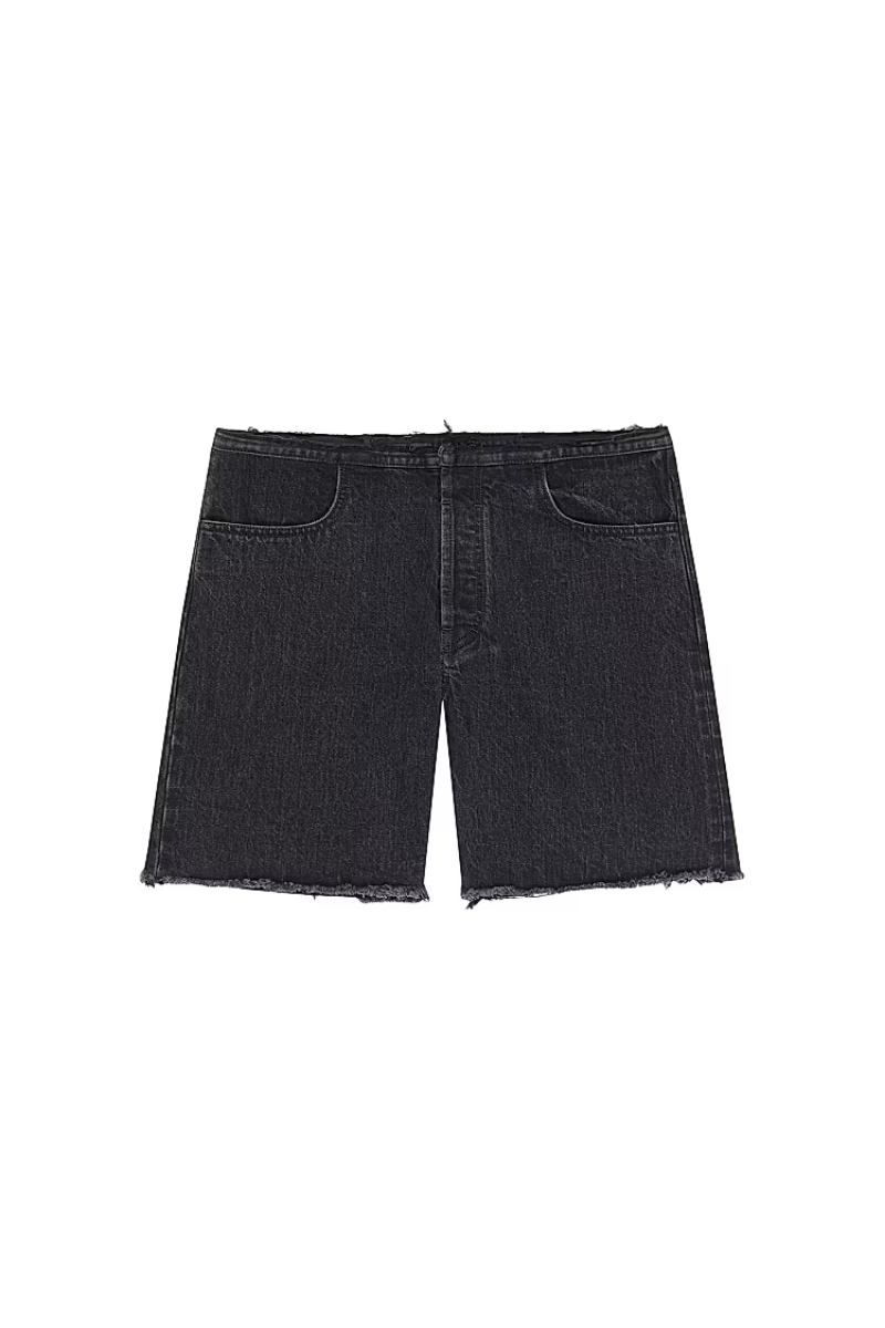 Givenchy Cutted Belt Low Rise Denim Shorts-Black