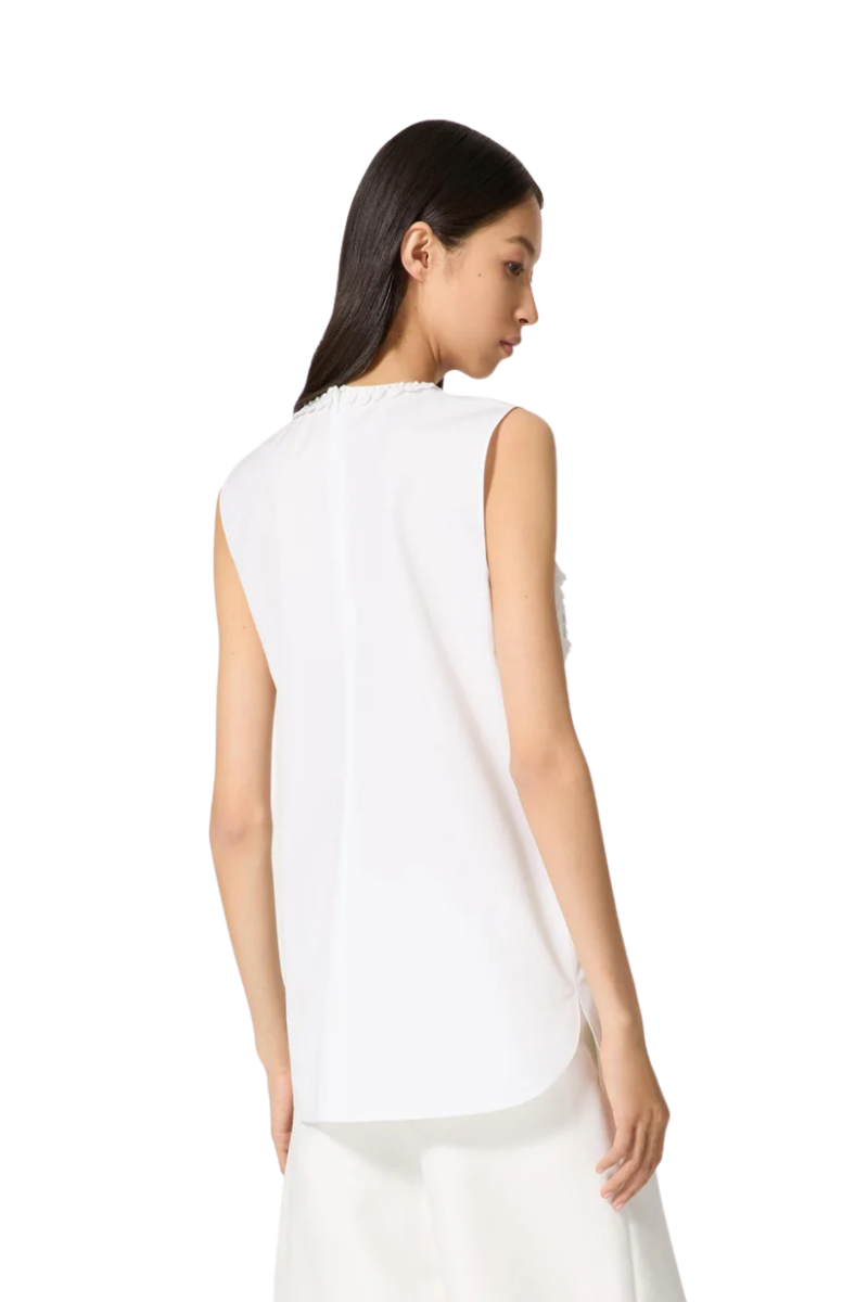 Valentino Top In Compact Popeline Ricamato
