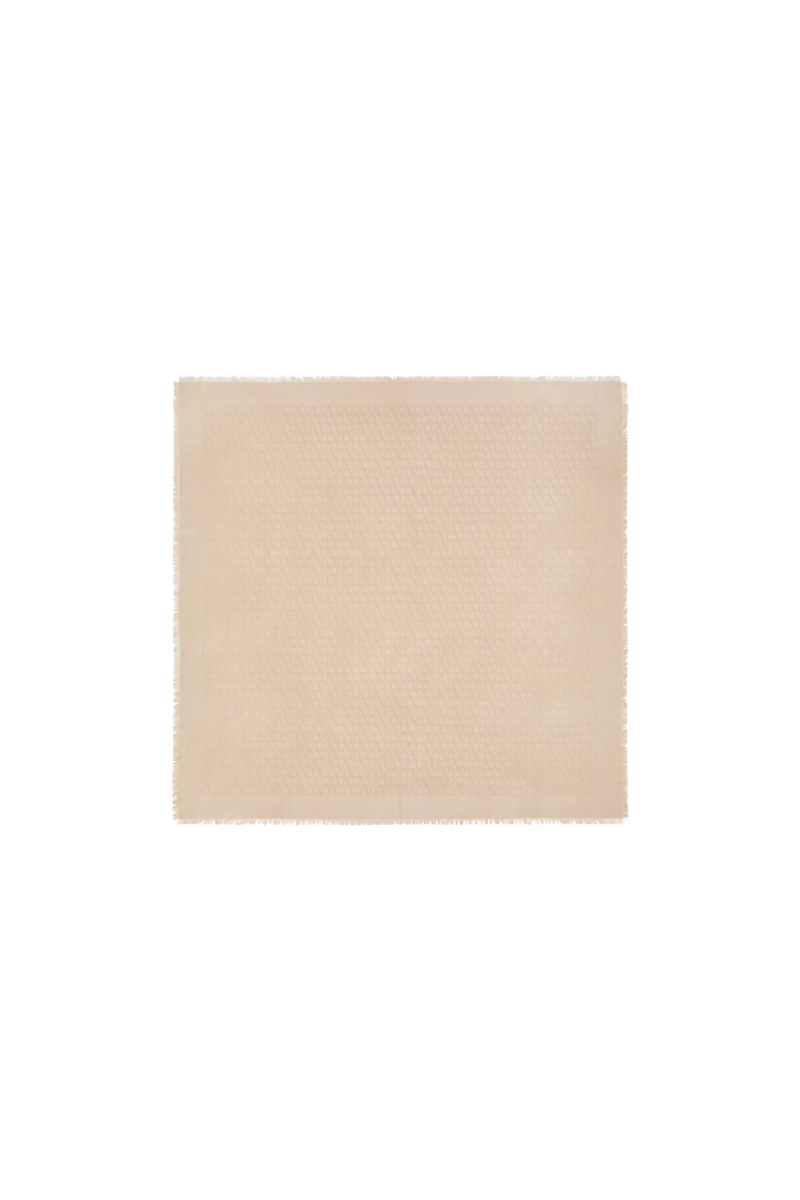 Valentino Toile Iconographe Frayed Edge Shawl In Beige