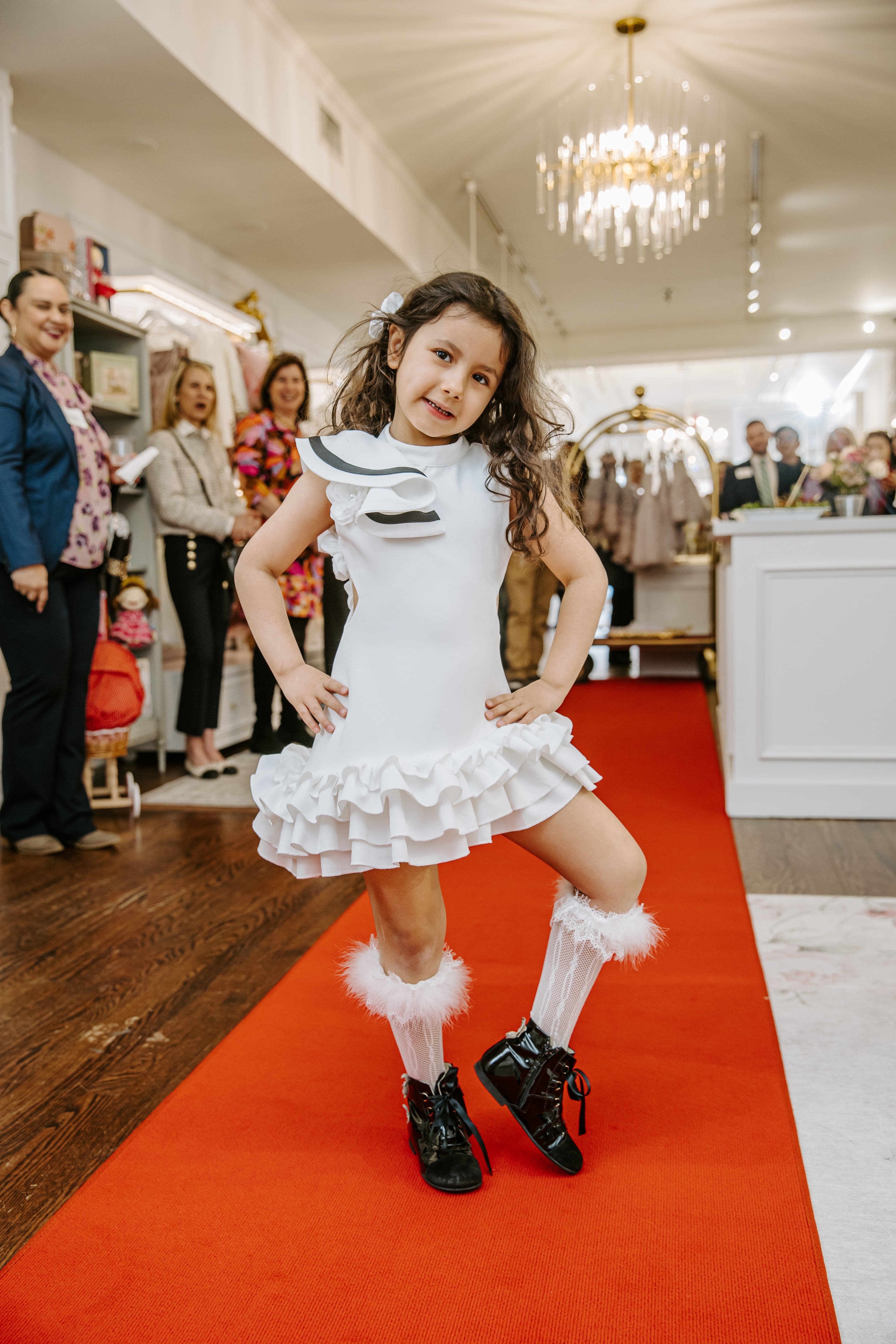 Alex White Ruffle Dress with Black Contrast Line - Petite Maison Kids