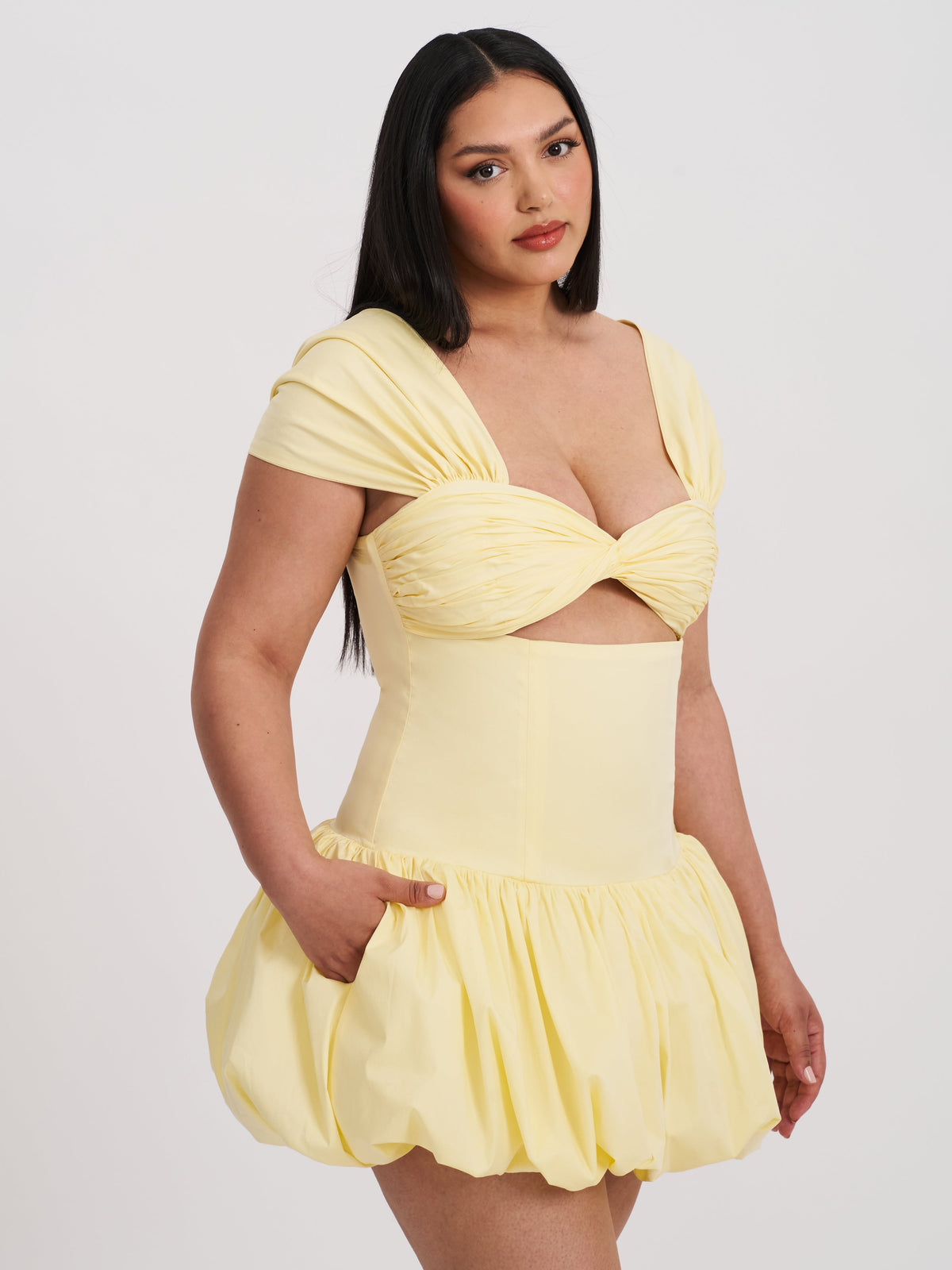 Umika Butter Yellow Bubble Hem Mini Dress (Archive Sale)