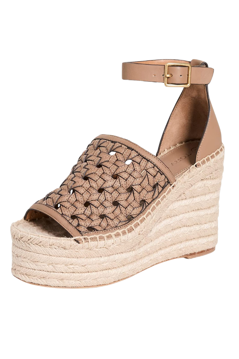 Tory Burch Basketweave Espadrille Wedge Almond Flour 90548238