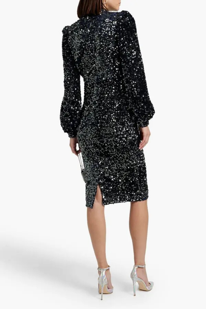 Badgley Mischka Sequined Velvet Dress