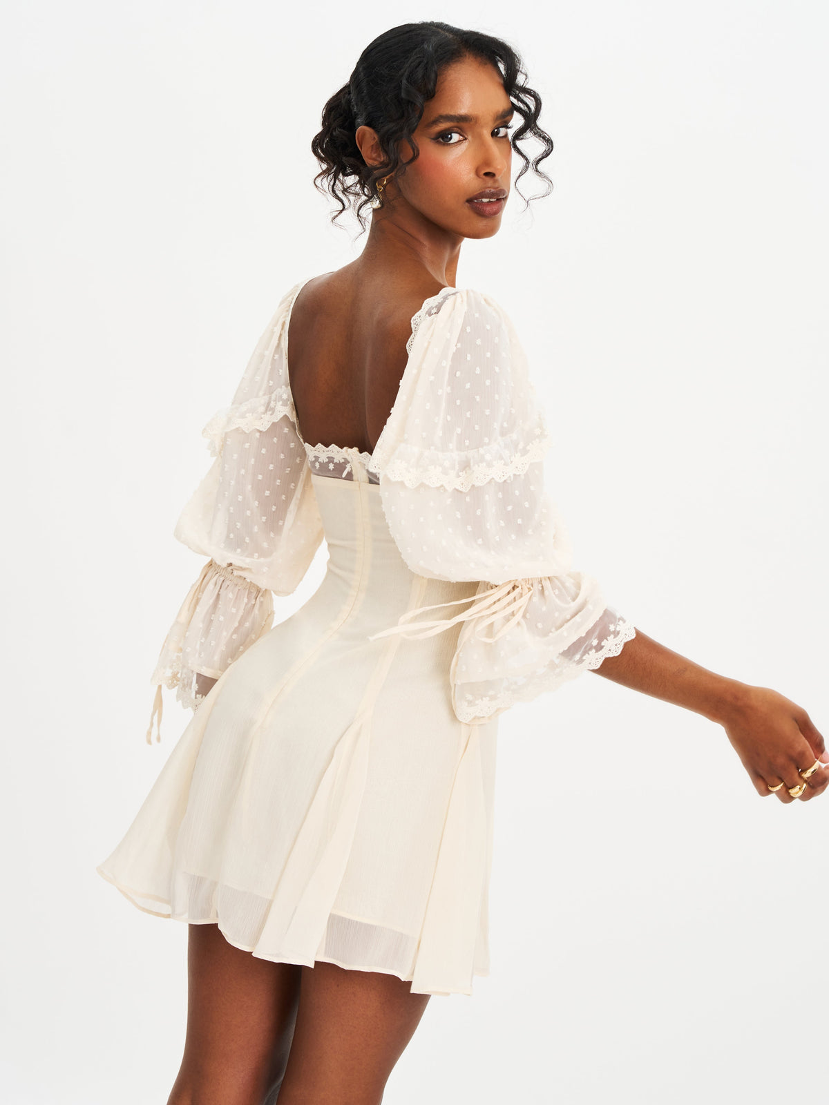 Zakira Lace Trim Half Sleeve Mini Dress (Archive Sale)