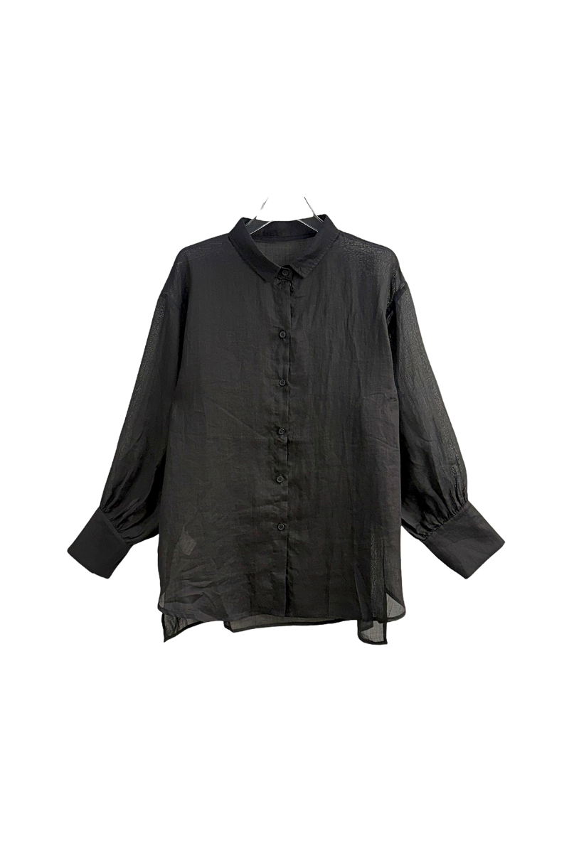 Max Simple Ramie Relaxed Shirt Black