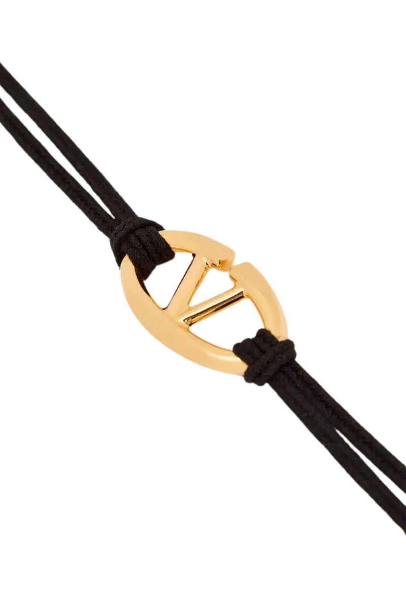 Valentino Garavani Vlogo Rope Bracelet In Black