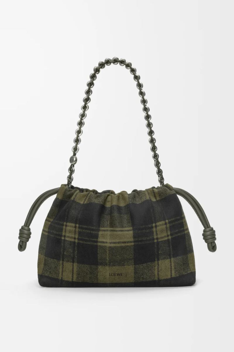 Loewe Medium Flamenco purse in tartan suede