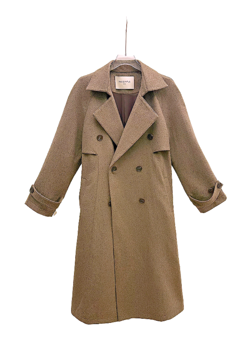 Max Simple Herringbone Trench Coat  Camel