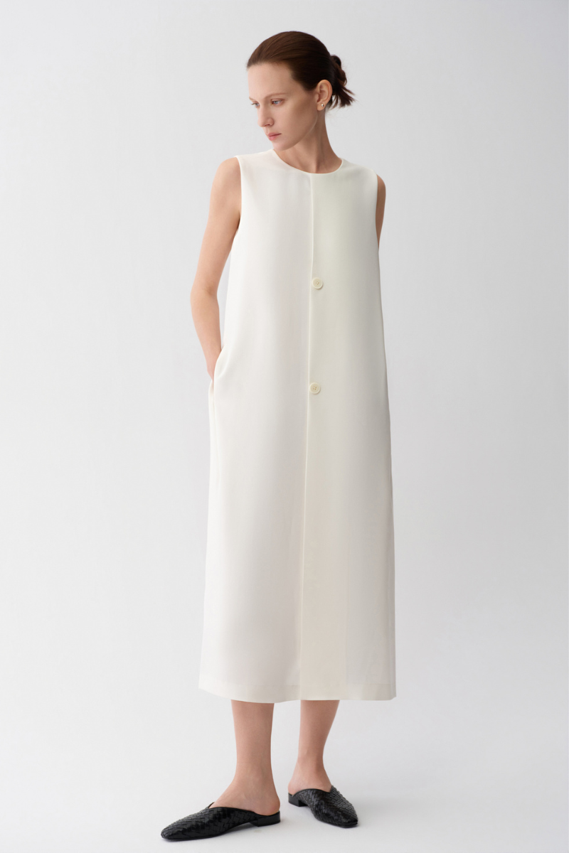 Max Simple Acetate Tank Dress White MSES260002W