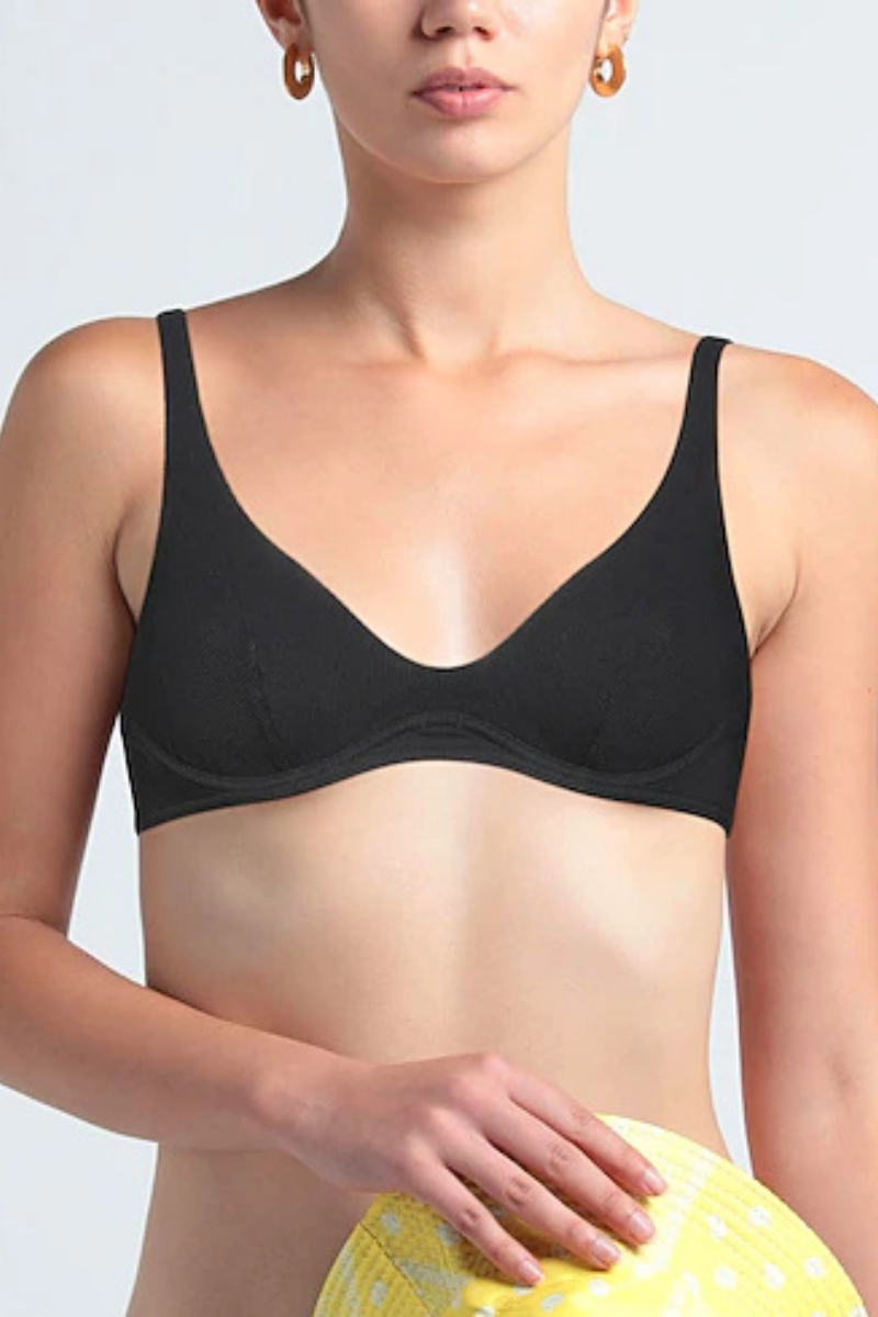 Maison Lejaby Black Ribbed Bikini Top