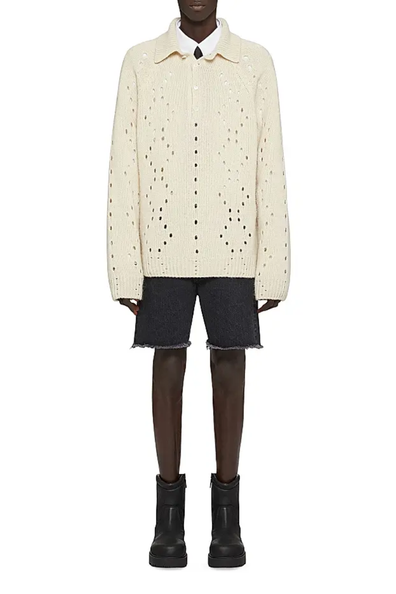 Givenchy Cutted Belt Low Rise Denim Shorts-Black