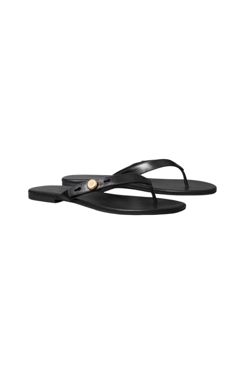 Tory Burch Romy Thong Sandal Calf Leather Perfect Black 186535-006