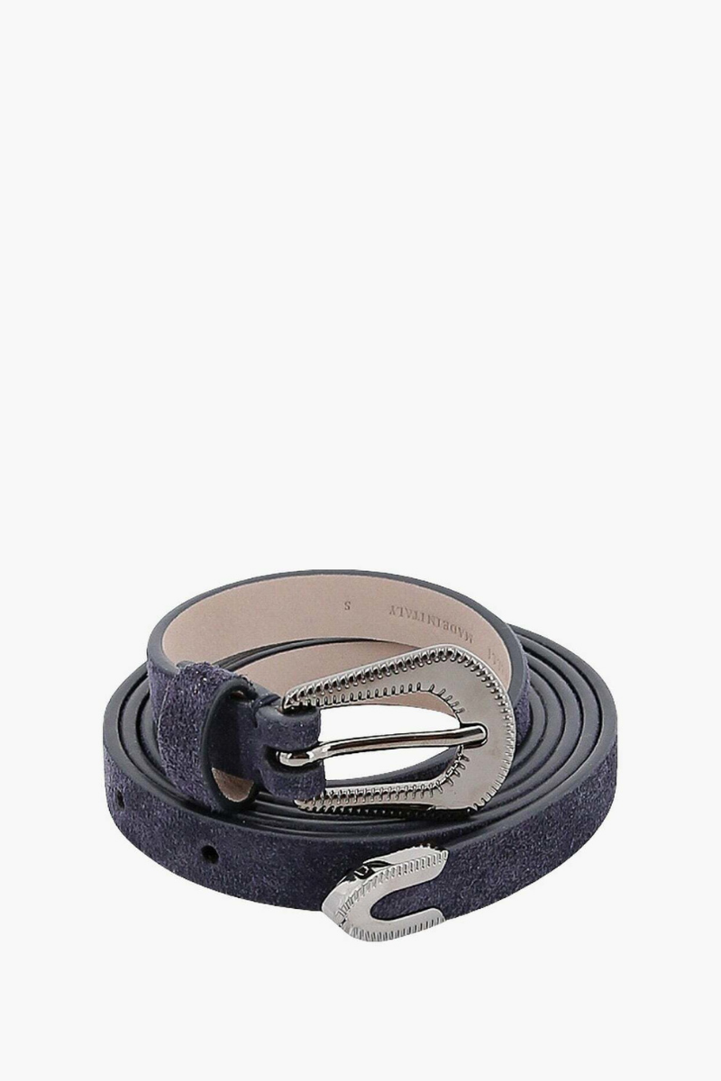 Brunello Cucinelli Men's Navy Blue Leather Belt M0DELC128