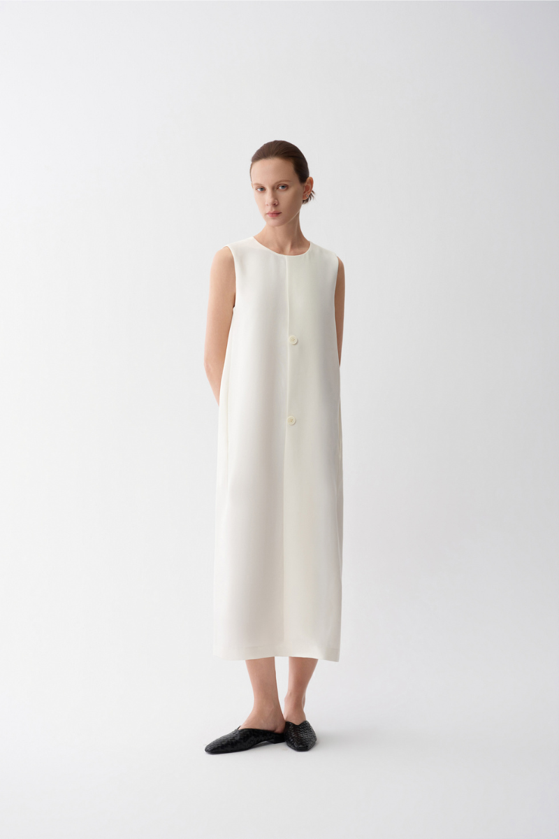 Max Simple Acetate Tank Dress White MSES260002W