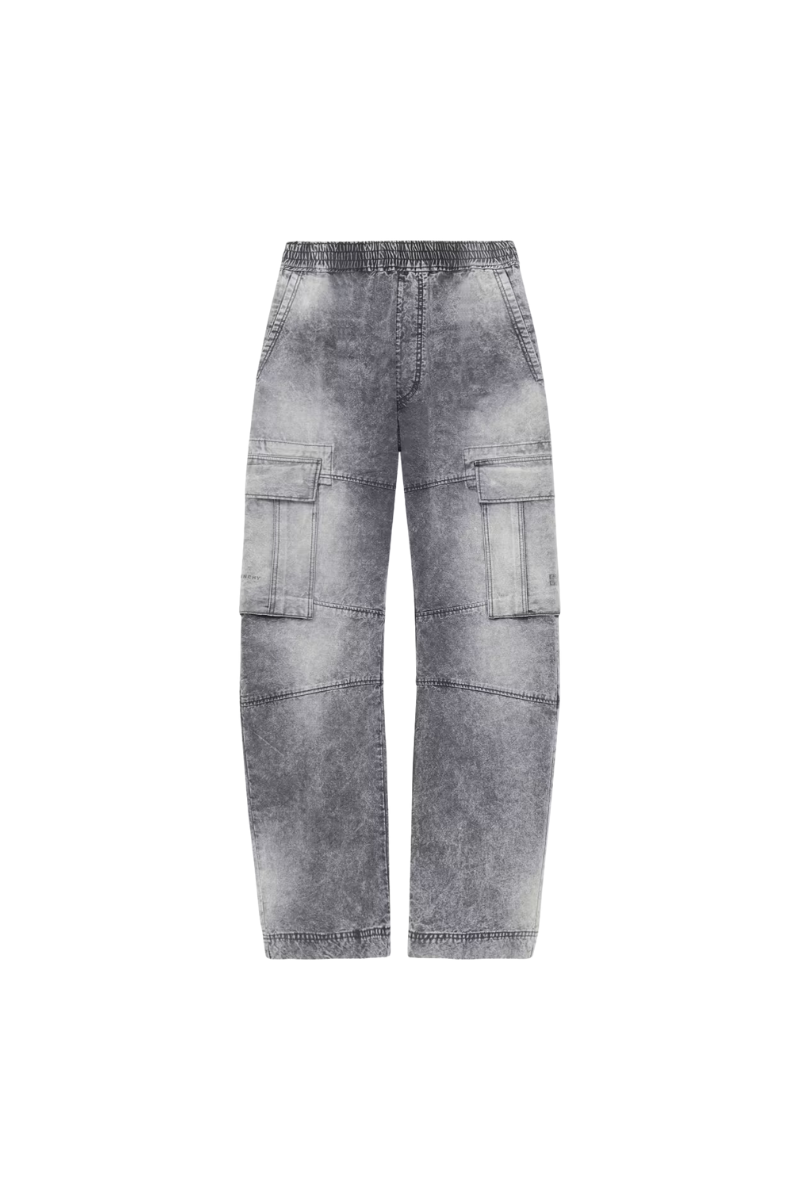 Givenchy Elasticated Arched Cargo Denim Pants-Grey/White