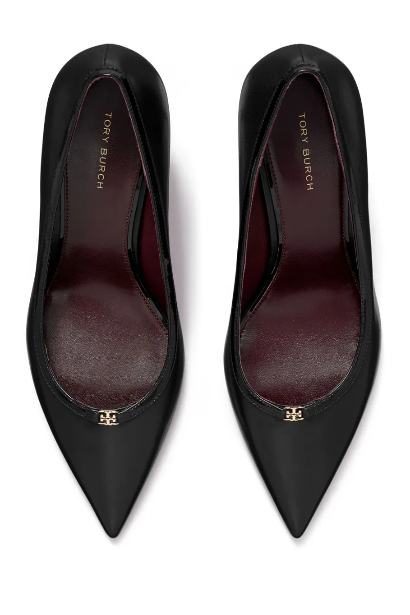 Tory Burch Double T Buckle Pumps 80mm in Black Leather