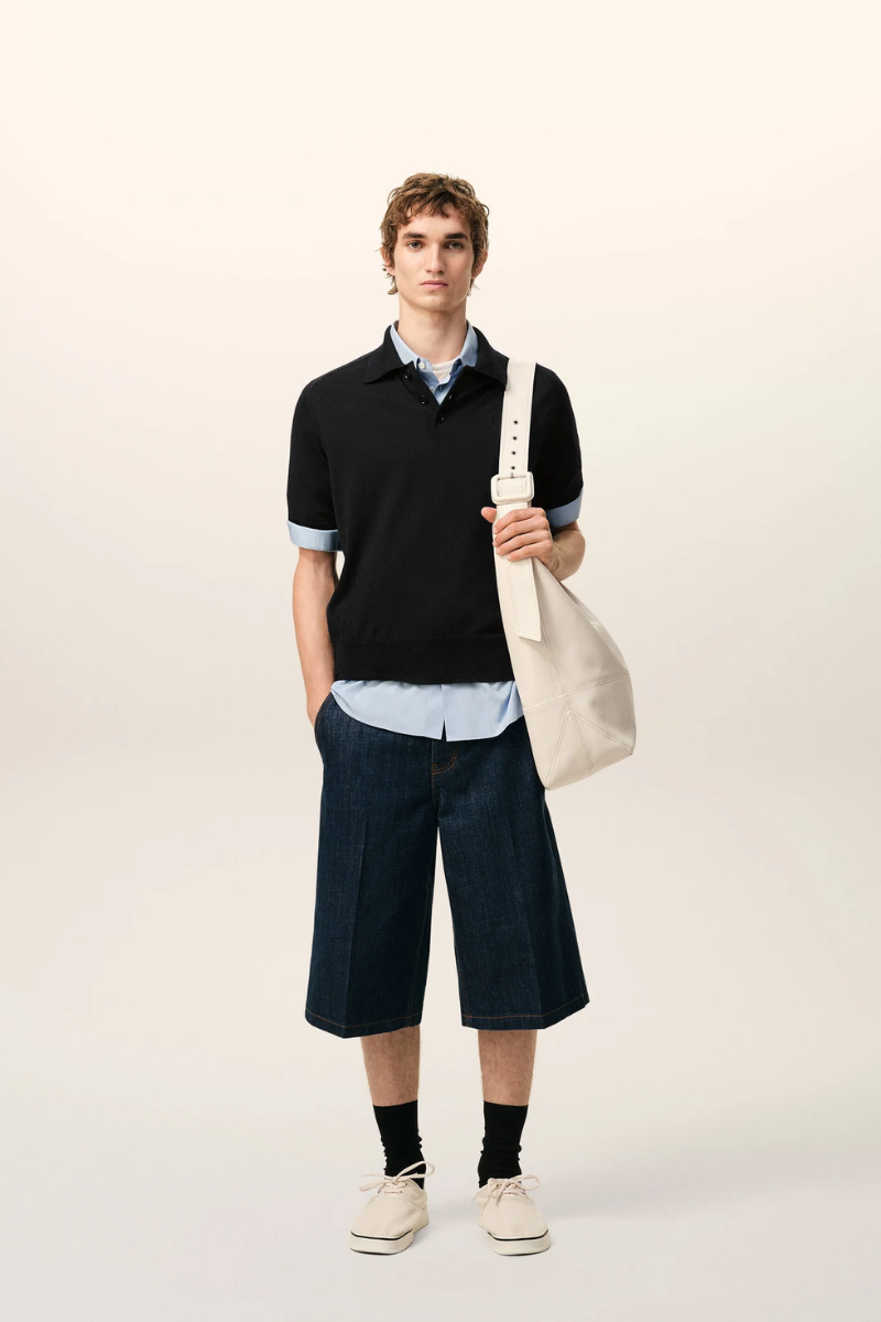 Ami Paris Merino Wool Short Sleeves Crewneck Cardigan-Black