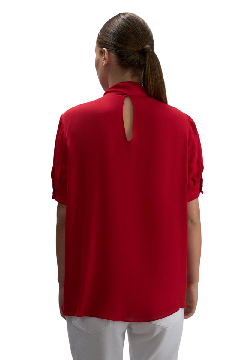 Valentino Garavani high neck silk georgette top in rosso