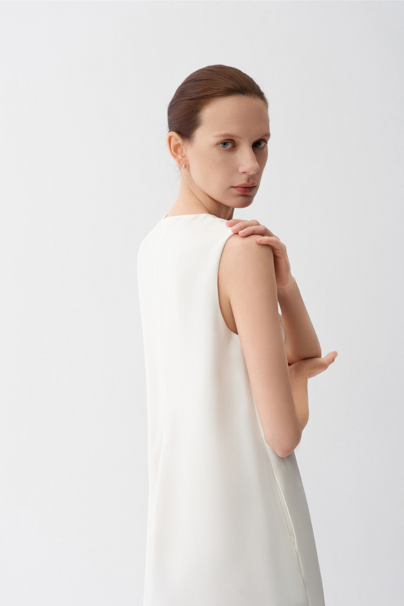 Max Simple Acetate Tank Dress White MSES260002W