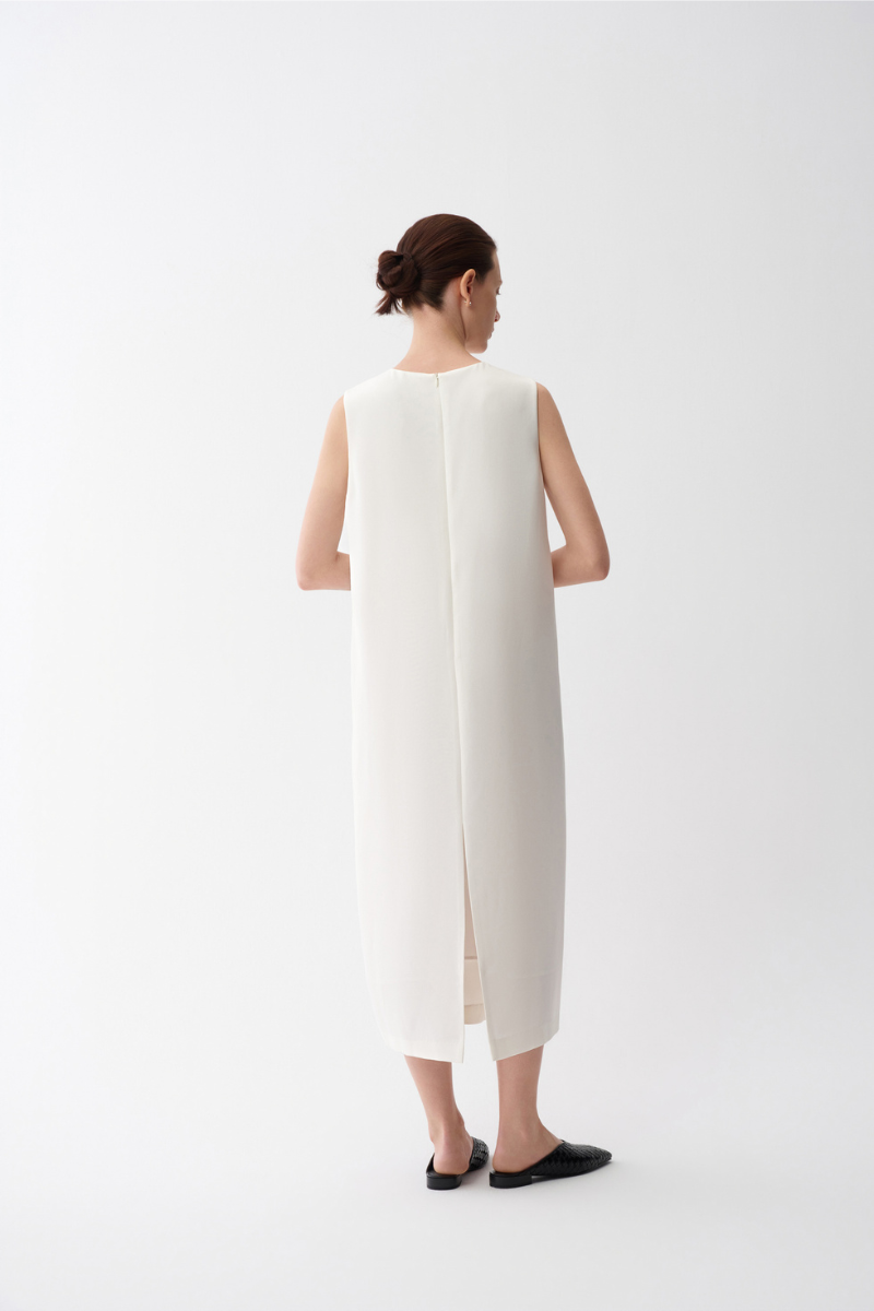 Max Simple Acetate Tank Dress White MSES260002W