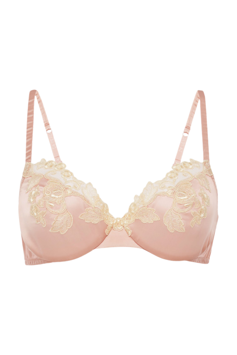 La Perla Silk Underwired Bra in Powder Pink with Ivory Frastaglio