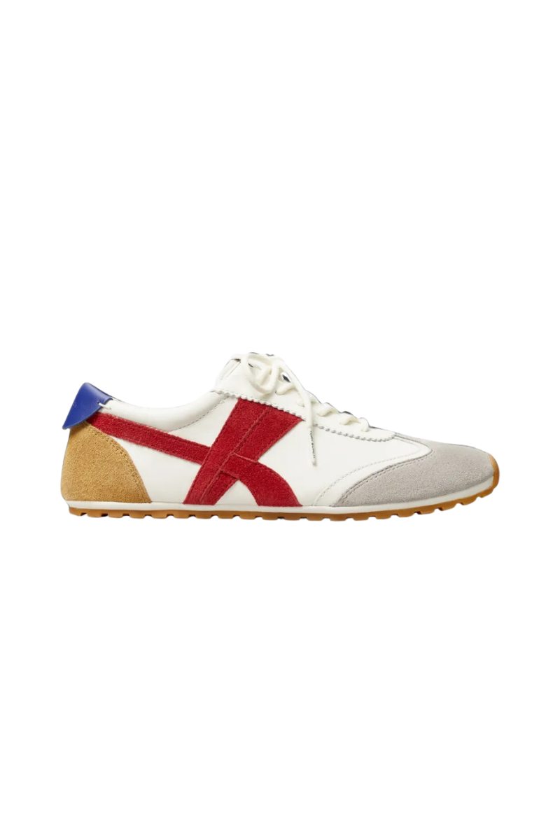 Tory Burch Hank Field Sneaker Leather Blanc / Tory Red / Grey 183644-119