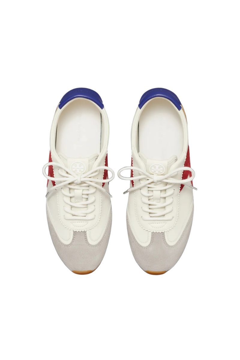 Tory Burch Hank Field Sneaker Leather Blanc / Tory Red / Grey 183644-119