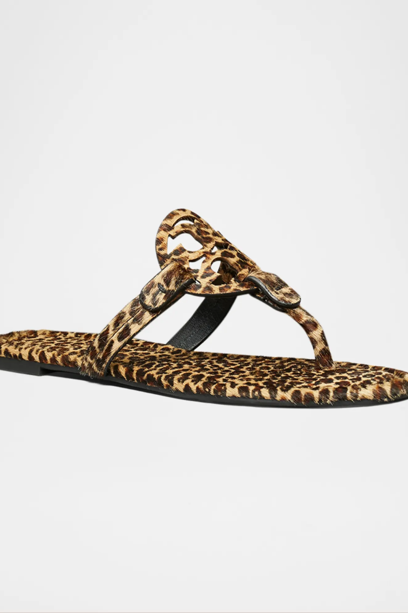 Tory Burch Miller Printed Calf Hair Sandals in Leopard Multi