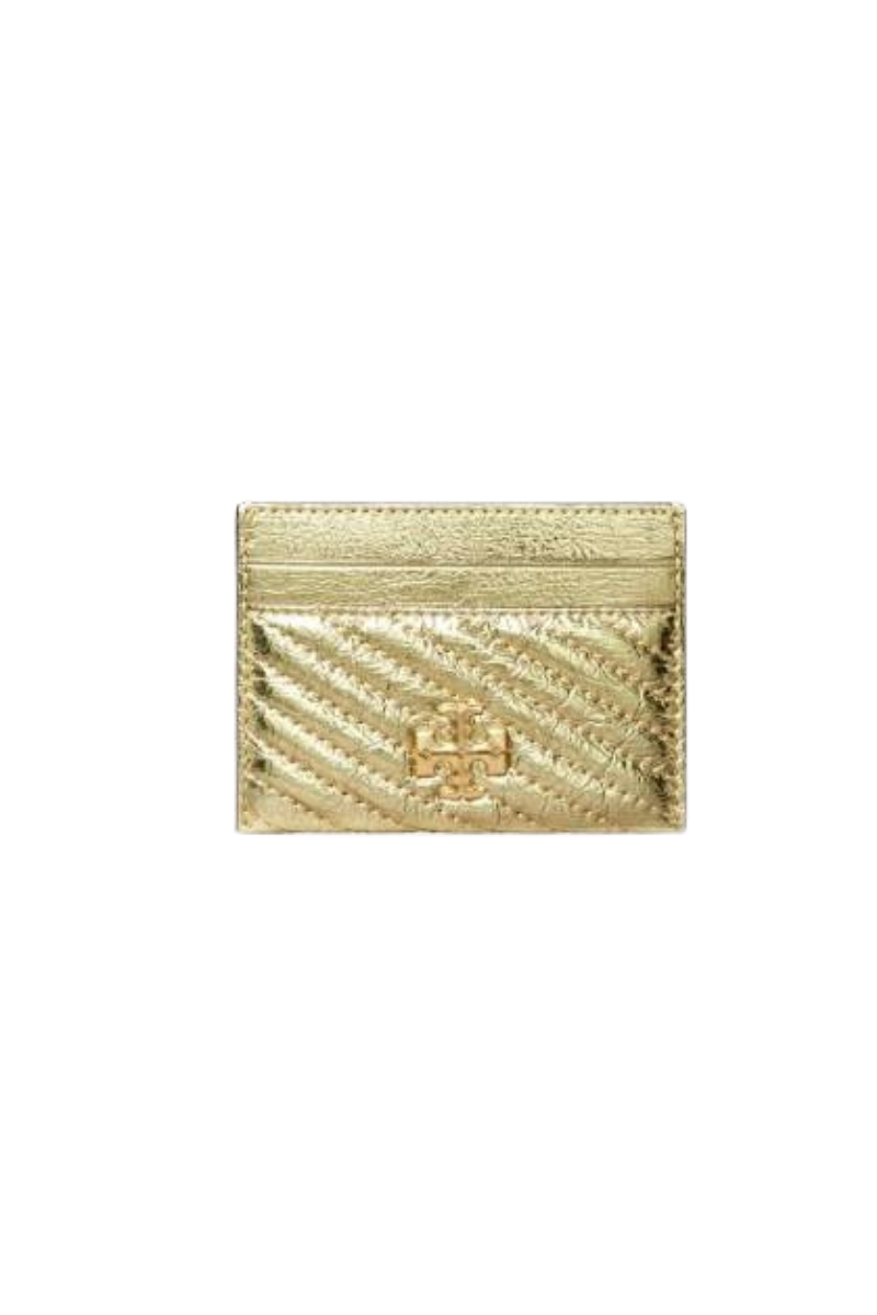 Tory Burch Kira Metallic Moto Quilt Card Case Gold 162165-700