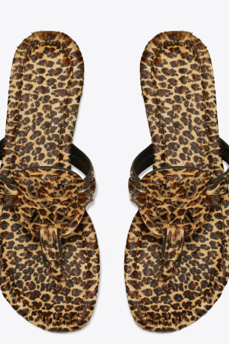 Tory Burch Miller Printed Calf Hair Sandals in Leopard Multi