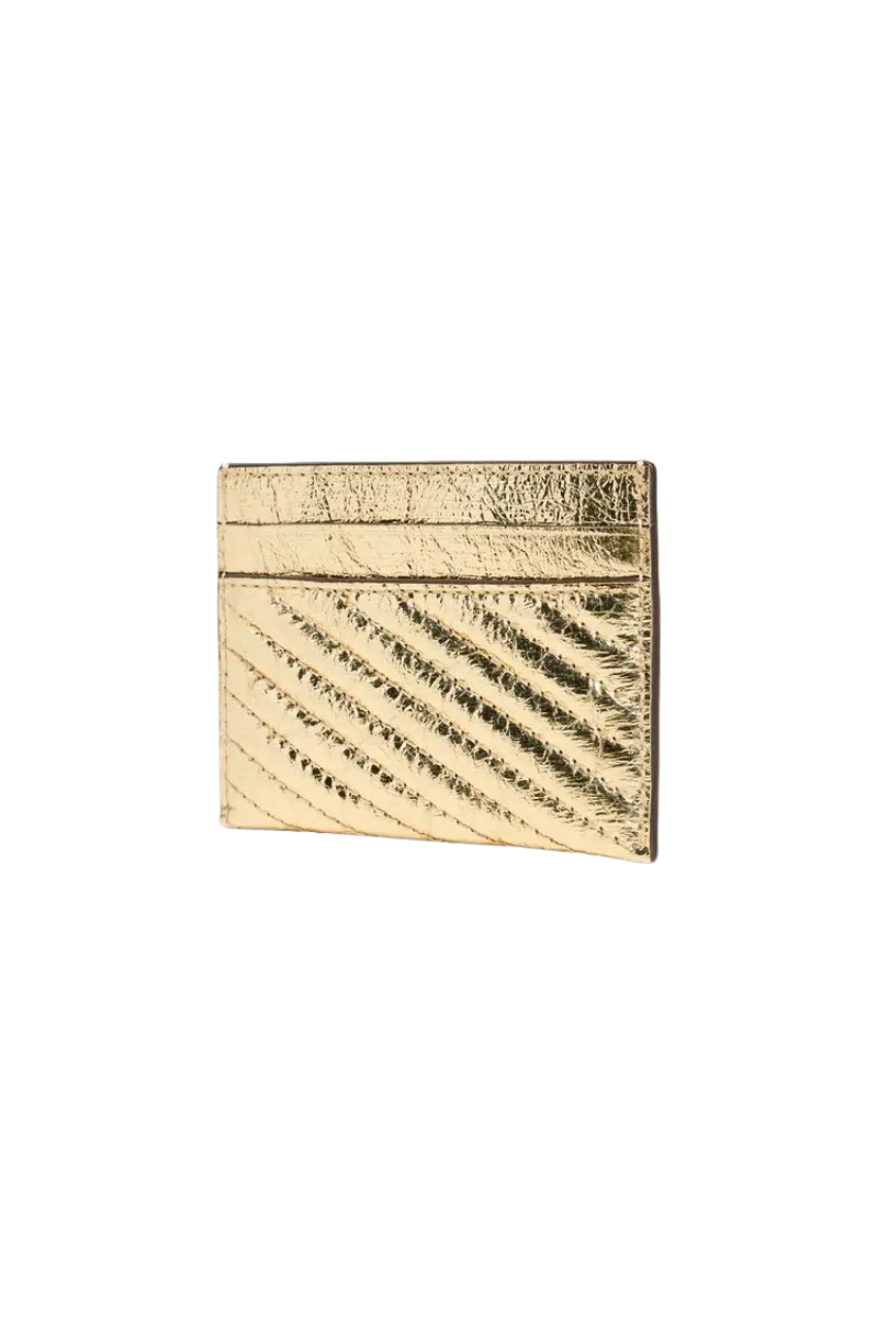 Tory Burch Kira Metallic Moto Quilt Card Case Gold 162165-700